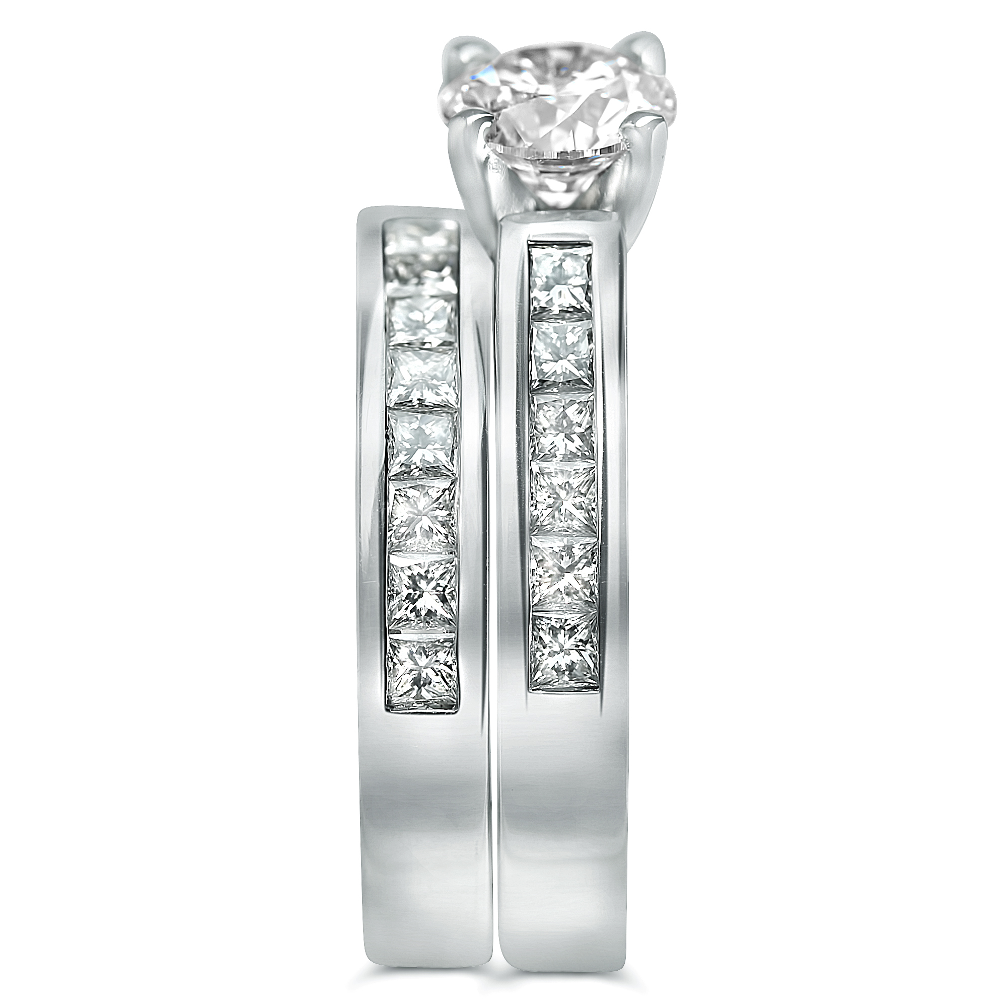 Princess Channel Set Rings 1 3/4cttw Two Piece Princess Cut Channel Set Engagement Ring